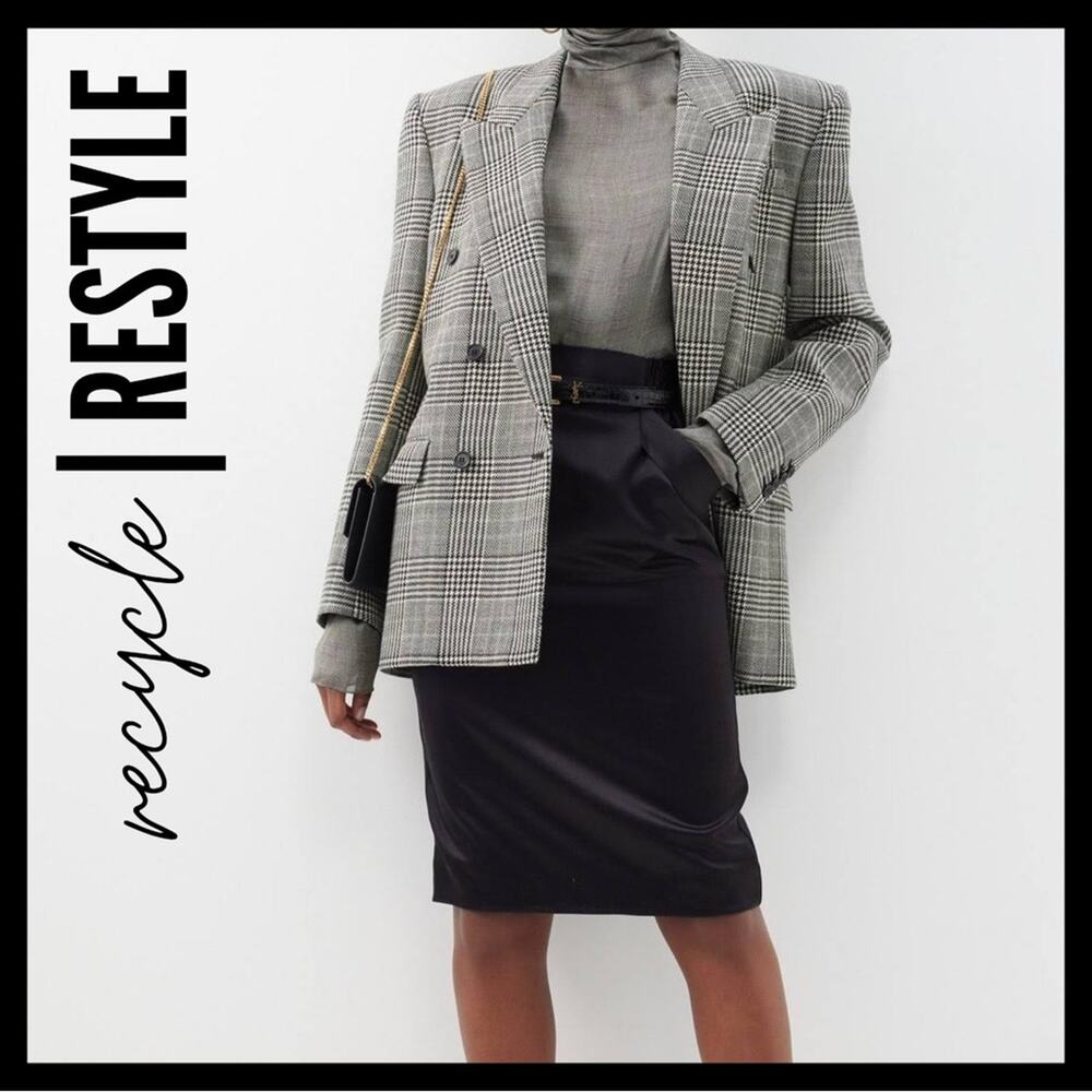 Chloe Black Satin Pencil Skirt